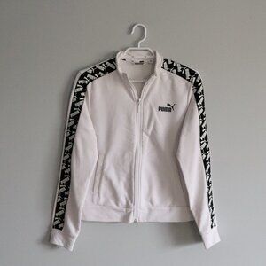 Puma Womens White Sz M Amplified Comfy Full Zip Casual Outdoor Track Jacket